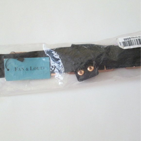Fan & Louis Belt Black With Goldtone Coins Elastic Snap Closure With Tag Size M main image 4
